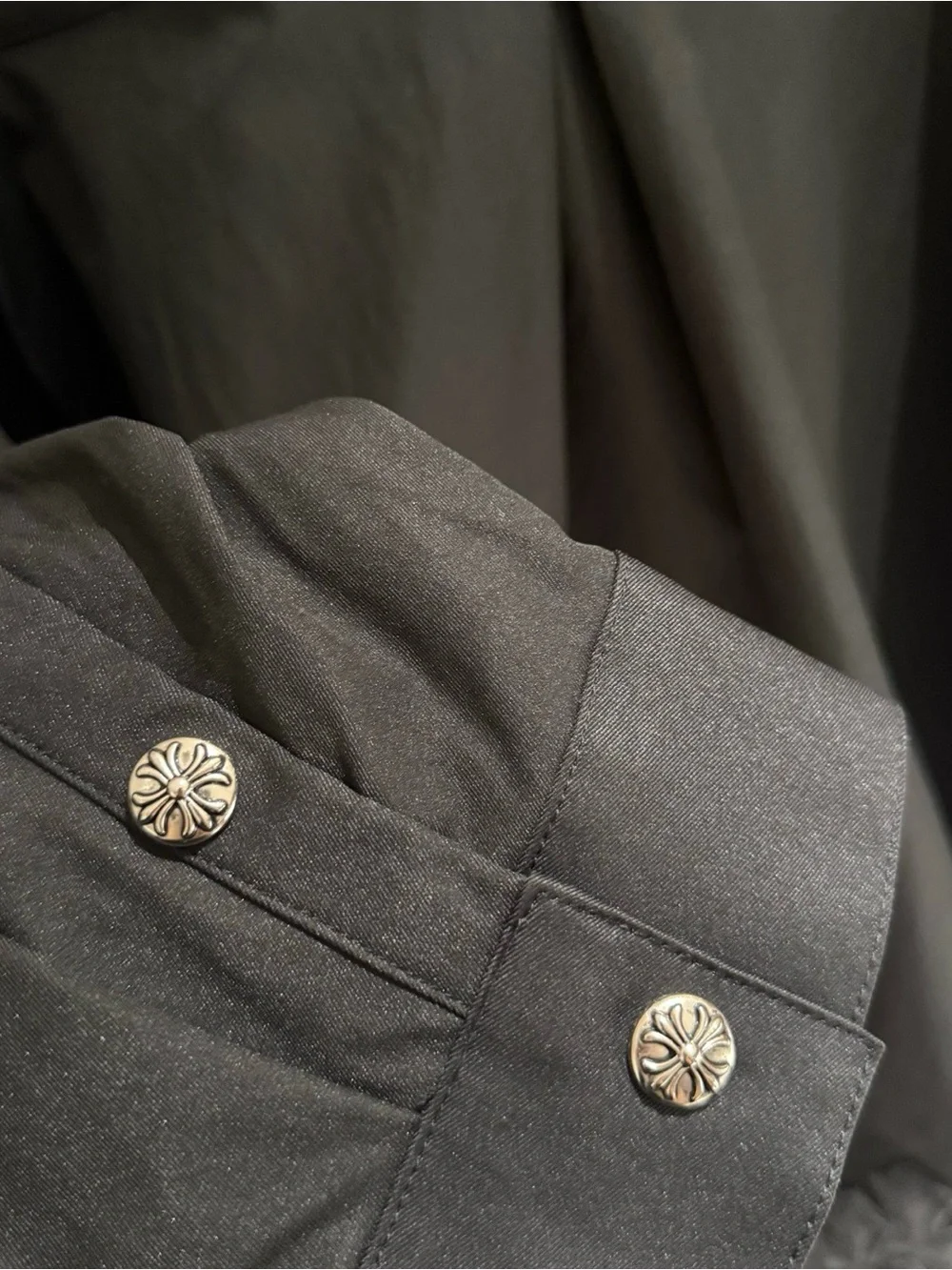 Chrome Hearts Black Lightweight Zip Jacket with Subtle Embroidery